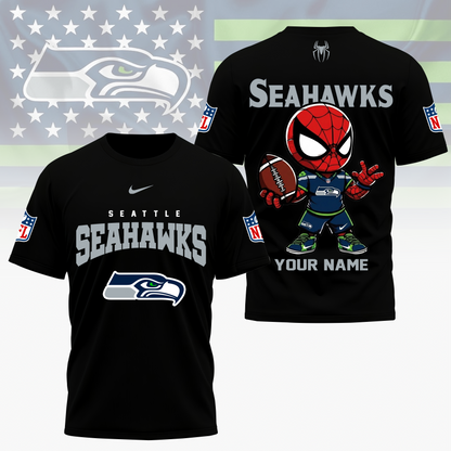 LIMITED EDITION - NEW CUSTOMIZED NFL06 SSH SEATTLE SEAHAWKS SPIDER HERO 3D SHIRT