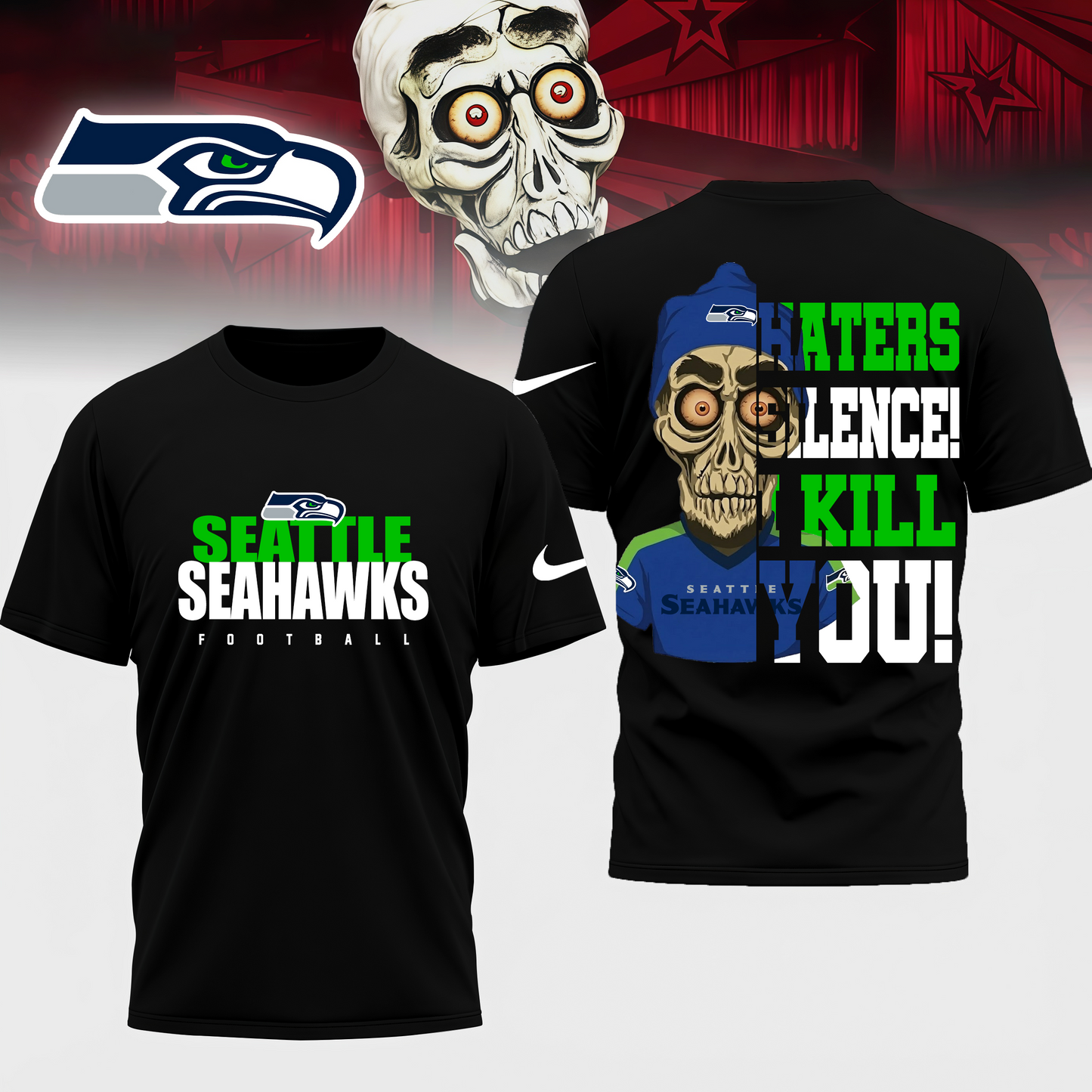 LIMITED EDITION - NEW CUSTOMIZED NFL06 SSH SEATTLE SEAHAWKS HATERS SILENCE I KILL YOU SHIRT