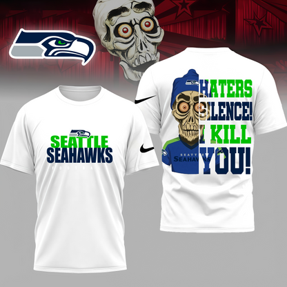 LIMITED EDITION - NEW CUSTOMIZED NFL06 SSH SEATTLE SEAHAWKS HATERS SILENCE I KILL YOU SHIRT