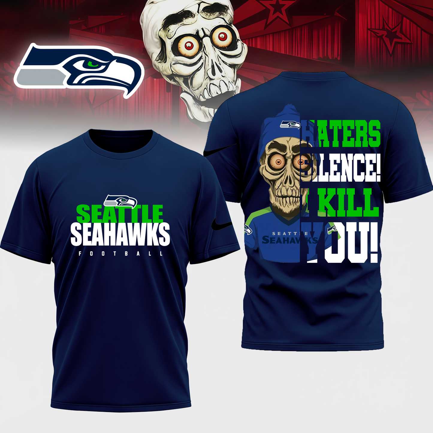 LIMITED EDITION - NEW CUSTOMIZED NFL06 SSH SEATTLE SEAHAWKS HATERS SILENCE I KILL YOU SHIRT