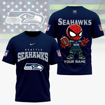 LIMITED EDITION - NEW CUSTOMIZED NFL06 SSH SEATTLE SEAHAWKS SPIDER HERO 3D SHIRT