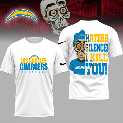 LIMITED EDITION - NEW CUSTOMIZED NFL09 LOS ANGELES CHARGERS HATERS SILENCE I KILL YOU SHIRT