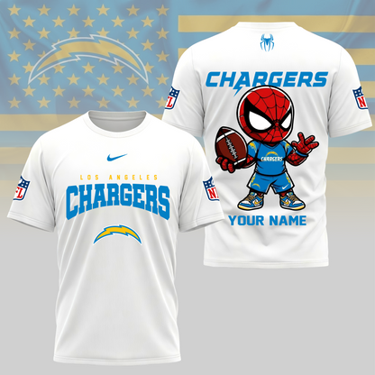 LIMITED EDITION - NEW CUSTOMIZED NFL09 LAC LOS ANGELES CHARGERS SPIDER HERO 3D SHIRT