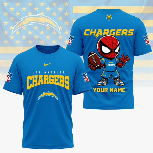 LIMITED EDITION - NEW CUSTOMIZED NFL09 LAC LOS ANGELES CHARGERS SPIDER HERO 3D SHIRT
