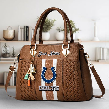 LIMITED EDITION - NEW CUSTOMIZED NFL17 IDC INDIANAPOLIS COLTS ZIP HANDBAG MULTICOLOR