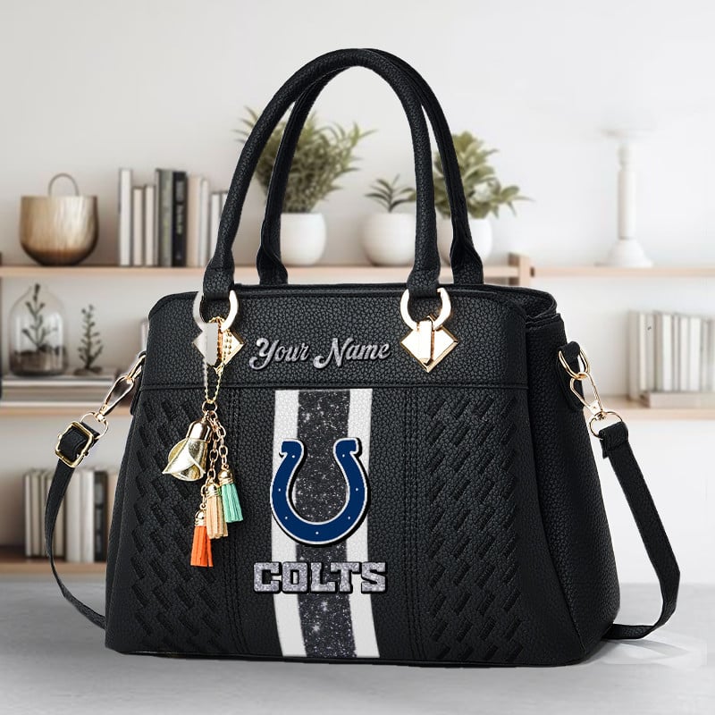 LIMITED EDITION - NEW CUSTOMIZED NFL17 IDC INDIANAPOLIS COLTS ZIP HANDBAG MULTICOLOR