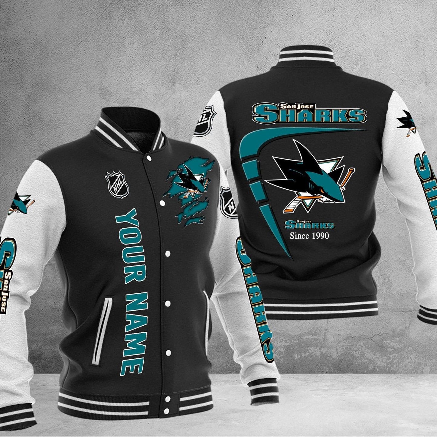 LIMITED EDITION - NEW PREMIUM NHL32 SJS SAN JOSE SHARKS BASEBALL JACKET