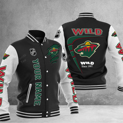 LIMITED EDITION - NEW PREMIUM NHL13 MNW MINNESOTA WILD BASEBALL JACKET
