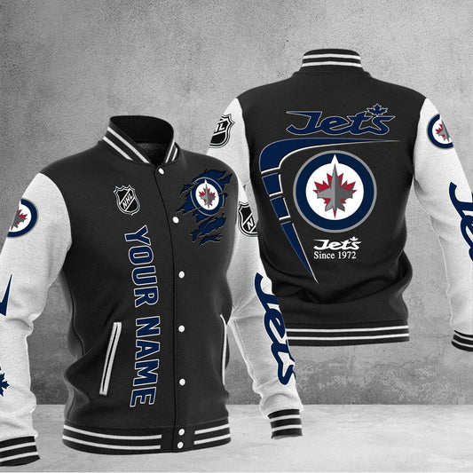 LIMITED EDITION - NEW PREMIUM NHL21 WPJ WINNIPEG JETS BASEBALL JACKET