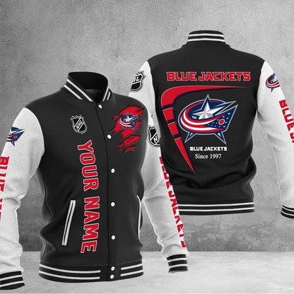 LIMITED EDITION - NEW PREMIUM NHL18 CBJ COLUMBUS BLUE JACKETS BASEBALL JACKET