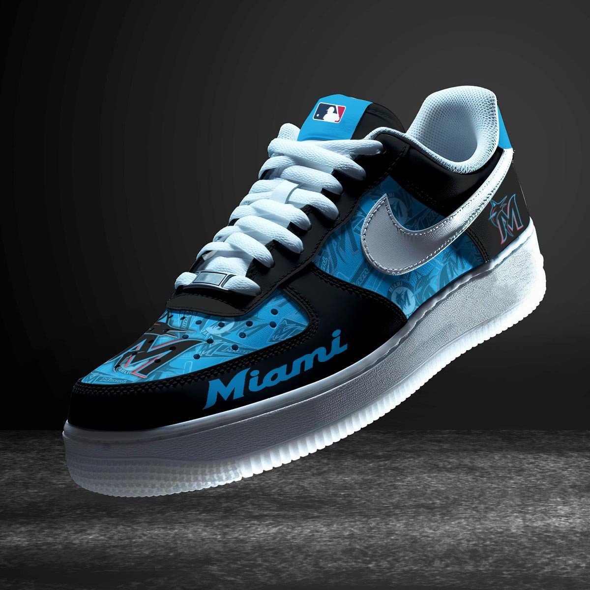 LIMITED EDITION - NEW CUSTOMIZED MLB20 MMS MIAMI MARLINS AF1 SNEAKERS