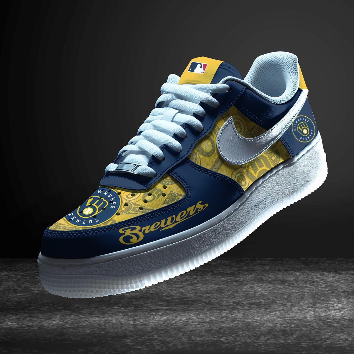 LIMITED EDITION - NEW CUSTOMIZED MLB15 MBS MILWAUKEE BREWERS AF1 SNEAKERS