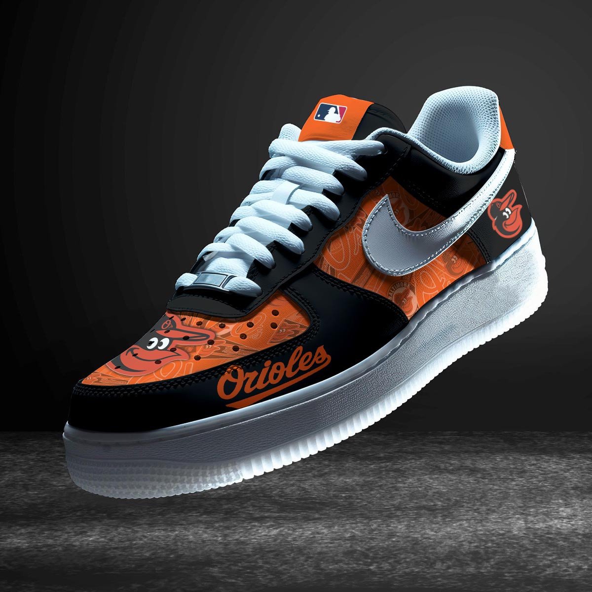 LIMITED EDITION - NEW CUSTOMIZED MLB25 BOS BALTIMORE ORIOLES AF1 SNEAKERS