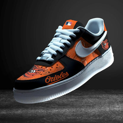 LIMITED EDITION - NEW CUSTOMIZED MLB25 BOS BALTIMORE ORIOLES AF1 SNEAKERS