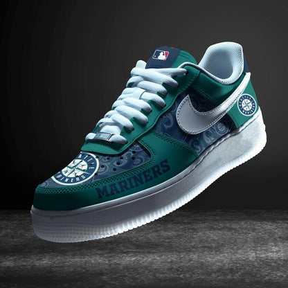 LIMITED EDITION - NEW CUSTOMIZED MLB14 SMS SEATTLE MARINERS AF1 SNEAKERS