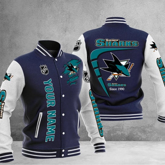 LIMITED EDITION - NEW PREMIUM NHL32 SJS SAN JOSE SHARKS BASEBALL JACKET