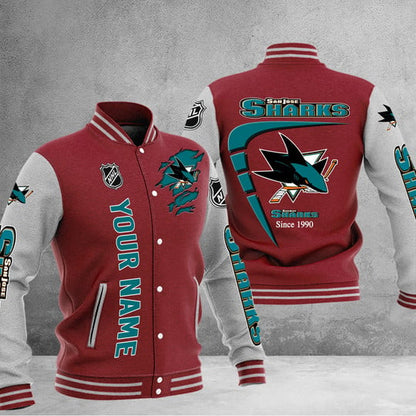 LIMITED EDITION - NEW PREMIUM NHL32 SJS SAN JOSE SHARKS BASEBALL JACKET