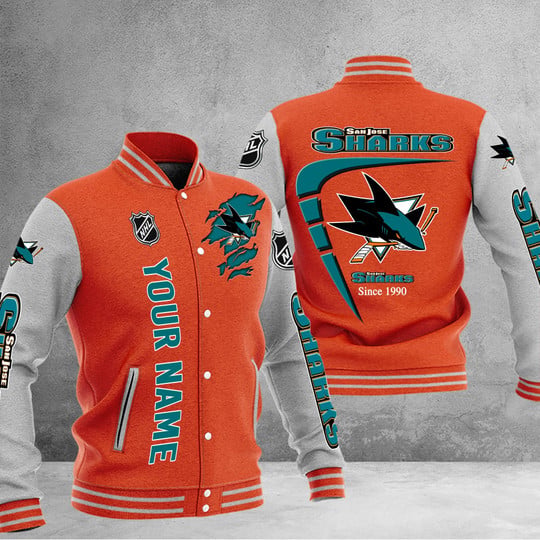 LIMITED EDITION - NEW PREMIUM NHL32 SJS SAN JOSE SHARKS BASEBALL JACKET