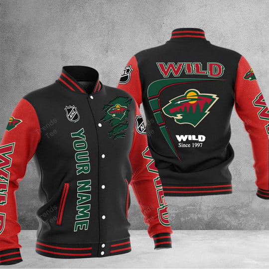 LIMITED EDITION - NEW PREMIUM NHL13 MNW MINNESOTA WILD BASEBALL JACKET