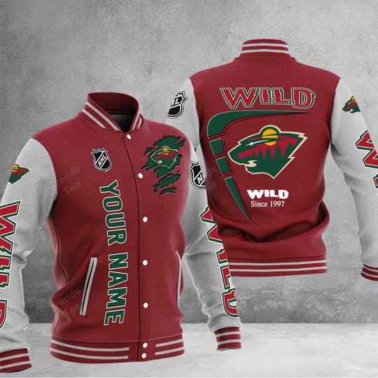 LIMITED EDITION - NEW PREMIUM NHL13 MNW MINNESOTA WILD BASEBALL JACKET