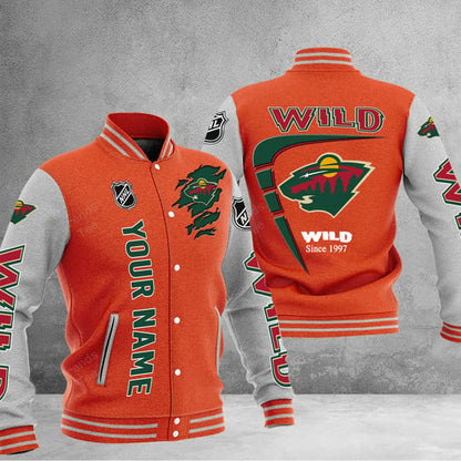 LIMITED EDITION - NEW PREMIUM NHL13 MNW MINNESOTA WILD BASEBALL JACKET