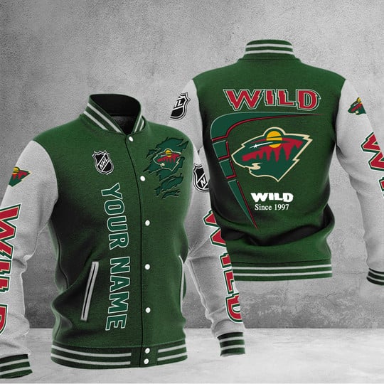 LIMITED EDITION - NEW PREMIUM NHL13 MNW MINNESOTA WILD BASEBALL JACKET