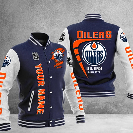 LIMITED EDITION - NEW PREMIUM NHL03 EMO EDMONTON OILERS BASEBALL JACKET