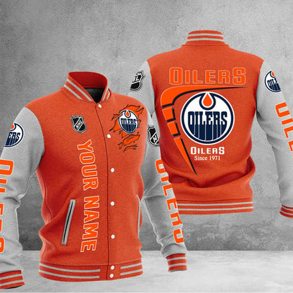 LIMITED EDITION - NEW PREMIUM NHL03 EMO EDMONTON OILERS BASEBALL JACKET