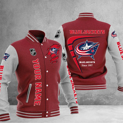 LIMITED EDITION - NEW PREMIUM NHL18 CBJ COLUMBUS BLUE JACKETS BASEBALL JACKET