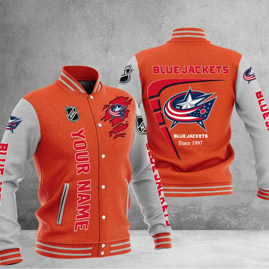 LIMITED EDITION - NEW PREMIUM NHL18 CBJ COLUMBUS BLUE JACKETS BASEBALL JACKET