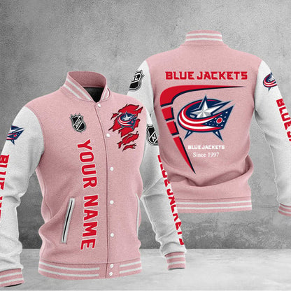 LIMITED EDITION - NEW PREMIUM NHL18 CBJ COLUMBUS BLUE JACKETS BASEBALL JACKET