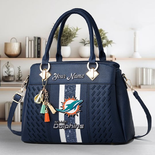 LIMITED EDITION - NEW CUSTOMIZED NFL19 MDP MIAMI DOLPHINS ZIP HANDBAG MULTICOLOR