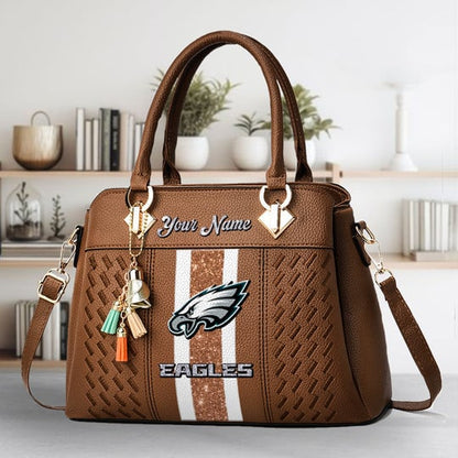 LIMITED EDITION - NEW CUSTOMIZED NFL02 PPE PHILADELPHIA EAGLES ZIP HANDBAG MULTICOLOR