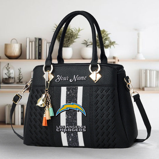 LIMITED EDITION - NEW CUSTOMIZED NFL09 LAC LOS ANGELES CHARGERS ZIP HANDBAG MULTICOLOR