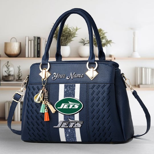 LIMITED EDITION - NEW CUSTOMIZED NFL25 NYJ NEW YORK JETS ZIP HANDBAG MULTICOLOR