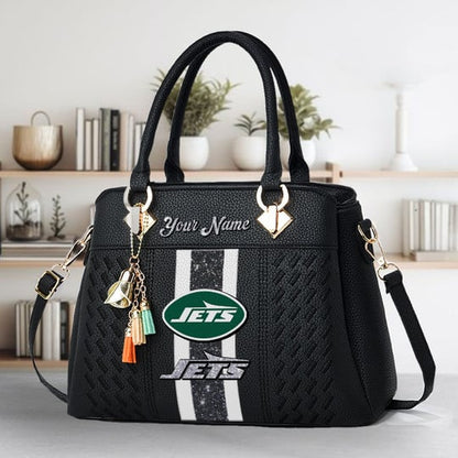 LIMITED EDITION - NEW CUSTOMIZED NFL25 NYJ NEW YORK JETS ZIP HANDBAG MULTICOLOR