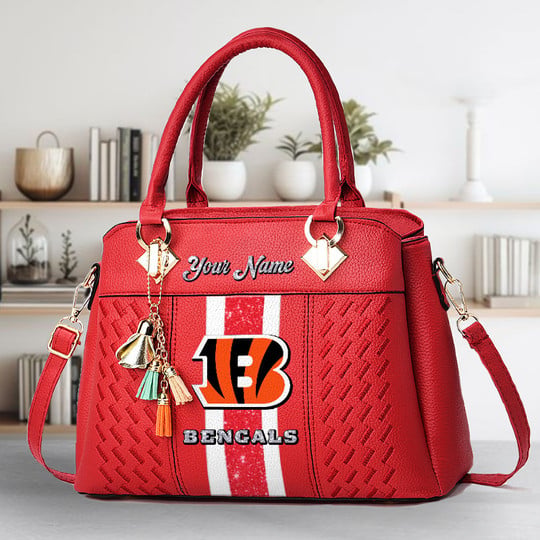 LIMITED EDITION - NEW CUSTOMIZED NFL16 CCB CINCINNATI BENGALS ZIP HANDBAG MULTICOLOR
