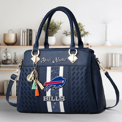 LIMITED EDITION - NEW CUSTOMIZED NFL03 BFB BUFFALO BILLS ZIP HANDBAG MULTICOLOR