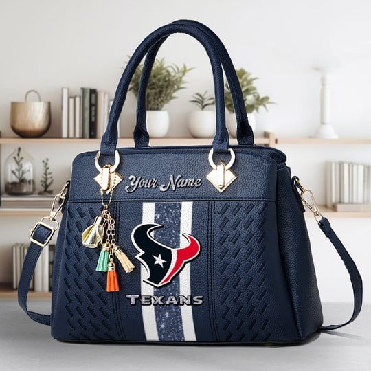 LIMITED EDITION - NEW CUSTOMIZED NFL15 HTT HOUSTON TEXANS ZIP HANDBAG MULTICOLOR