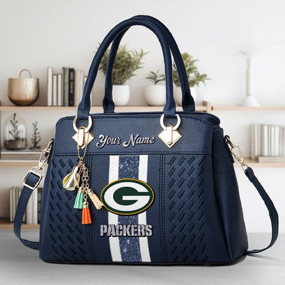 LIMITED EDITION - NEW CUSTOMIZED NFL08 GBP GREEN BAY PACKERS ZIP HANDBAG MULTICOLOR