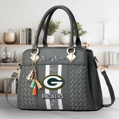 LIMITED EDITION - NEW CUSTOMIZED NFL08 GBP GREEN BAY PACKERS ZIP HANDBAG MULTICOLOR