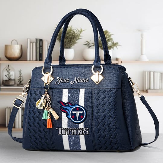 LIMITED EDITION - NEW CUSTOMIZED NFL31 TST TENNESSEE TITANS ZIP HANDBAG MULTICOLOR