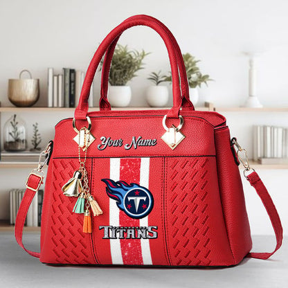 LIMITED EDITION - NEW CUSTOMIZED NFL31 TST TENNESSEE TITANS ZIP HANDBAG MULTICOLOR