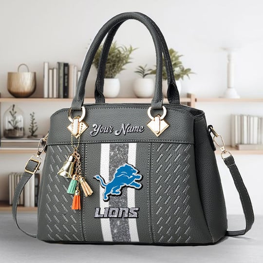 LIMITED EDITION - NEW CUSTOMIZED NFL04 DTL DETROIT LIONS ZIP HANDBAG MULTICOLOR