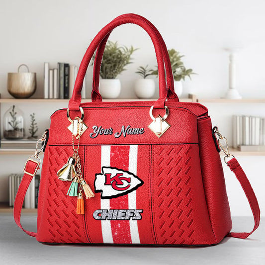 LIMITED EDITION - NEW CUSTOMIZED NFL01 KCC KANSAS CITY CHIEFS ZIP HANDBAG MULTICOLOR
