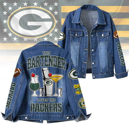 LIMITED EDITION - NEW PREMIUM NFL08 GBP GREEN BAY PACKERS DENIM JACKET
