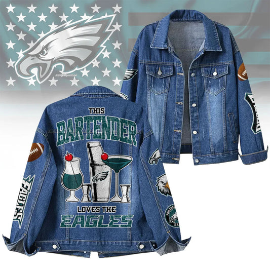 LIMITED EDITION - NEW PREMIUM NFL02 PPE PHILADELPHIA EAGLES DENIM JACKET
