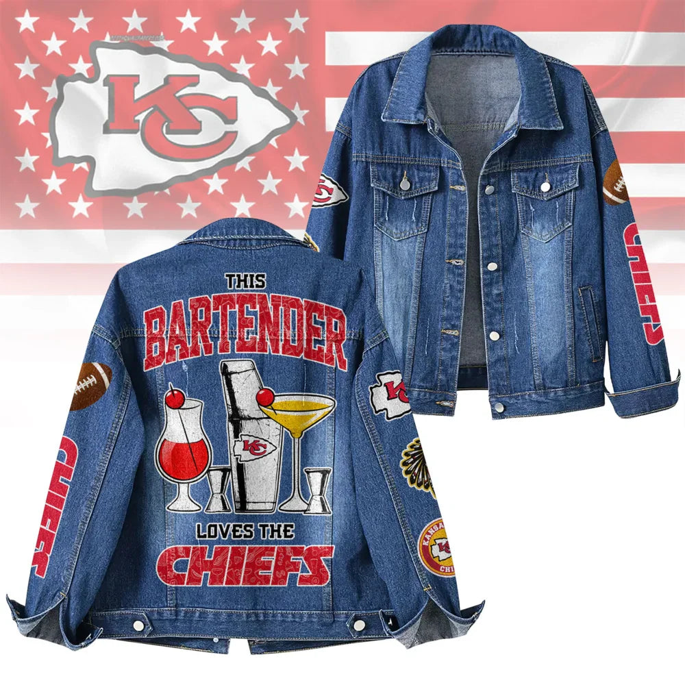 LIMITED EDITION - NEW PREMIUM NFL01 KCC KANSAS CITY CHIEFS DENIM JACKET