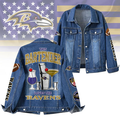 LIMITED EDITION - NEW PREMIUM NFL28 BTR BALTIMORE RAVENS DENIM JACKET
