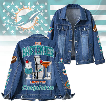 LIMITED EDITION - NEW PREMIUM NFL19 MDP MIAMI DOLPHINS DENIM JACKET